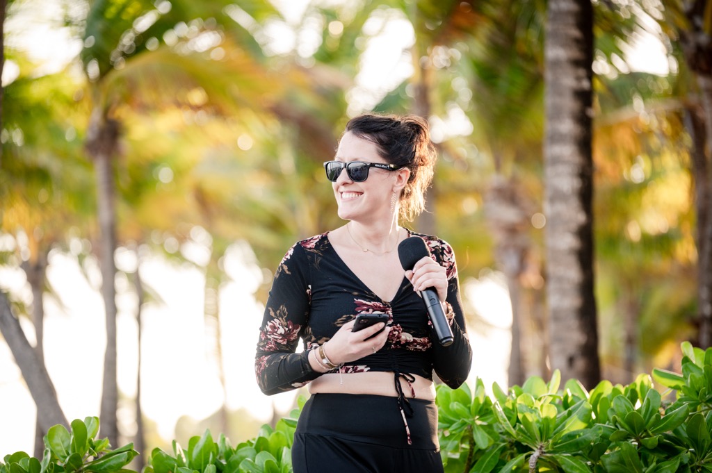 Alysia Taylor speaking outdoors